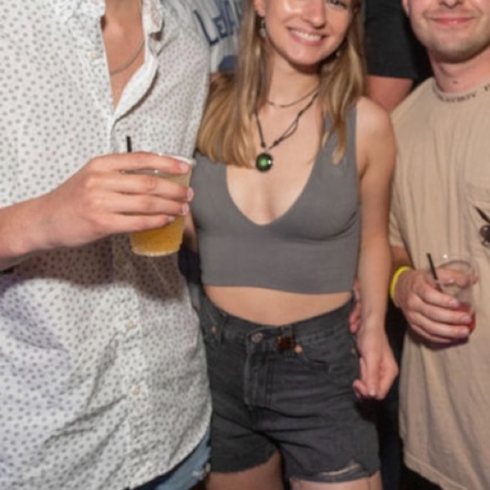 Grey Low Cut Plunge V Neck Cropped Tank Top